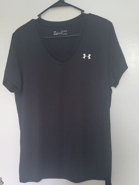 Under Armour Black V-Neck Athletic Tee with White Logo